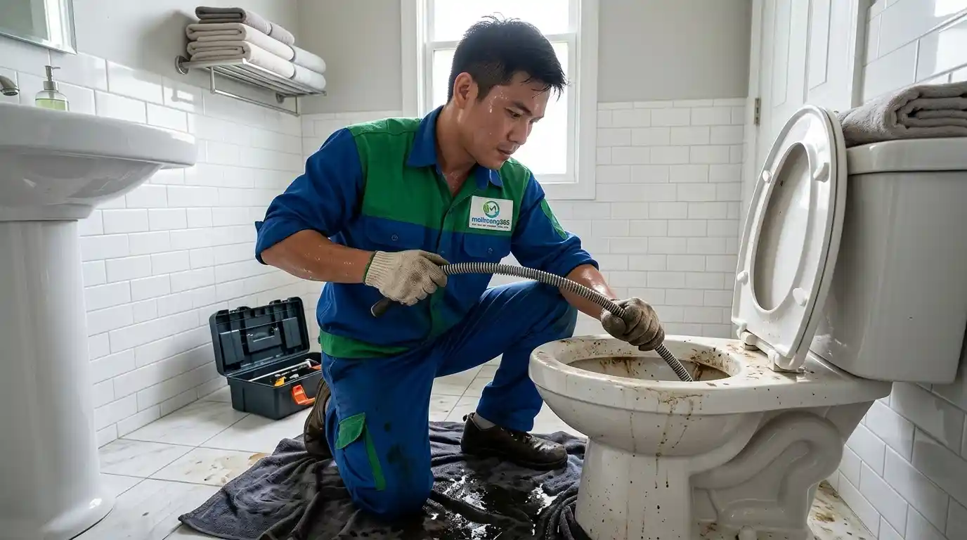 Thông tắc bồn cầu bằng lò xo